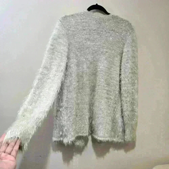 Jeans By Buffalo Open Front Cardigan 'NOEY' Fuzzy Sequin Sweater Size S #092 - Picture 4 of 11